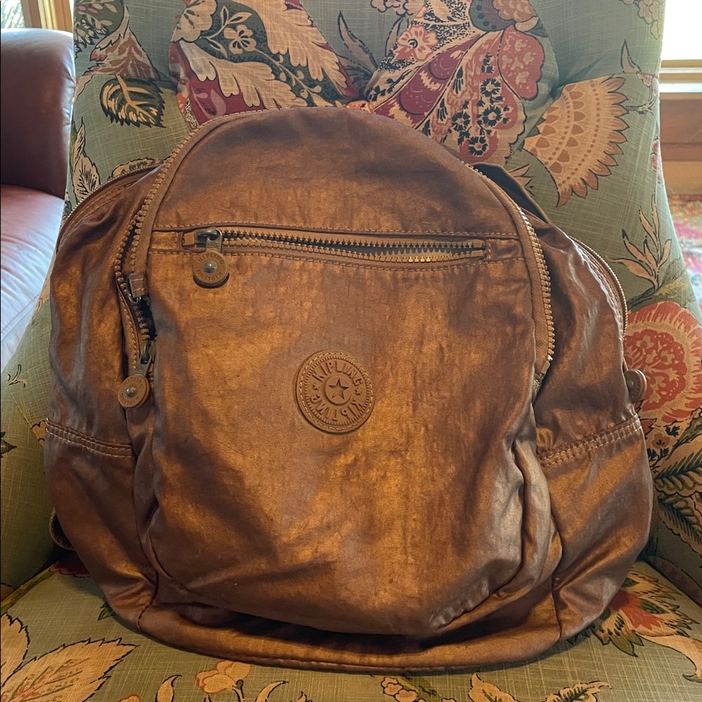 Kipling Metallic Brown Backpack, GREAT SHAPE